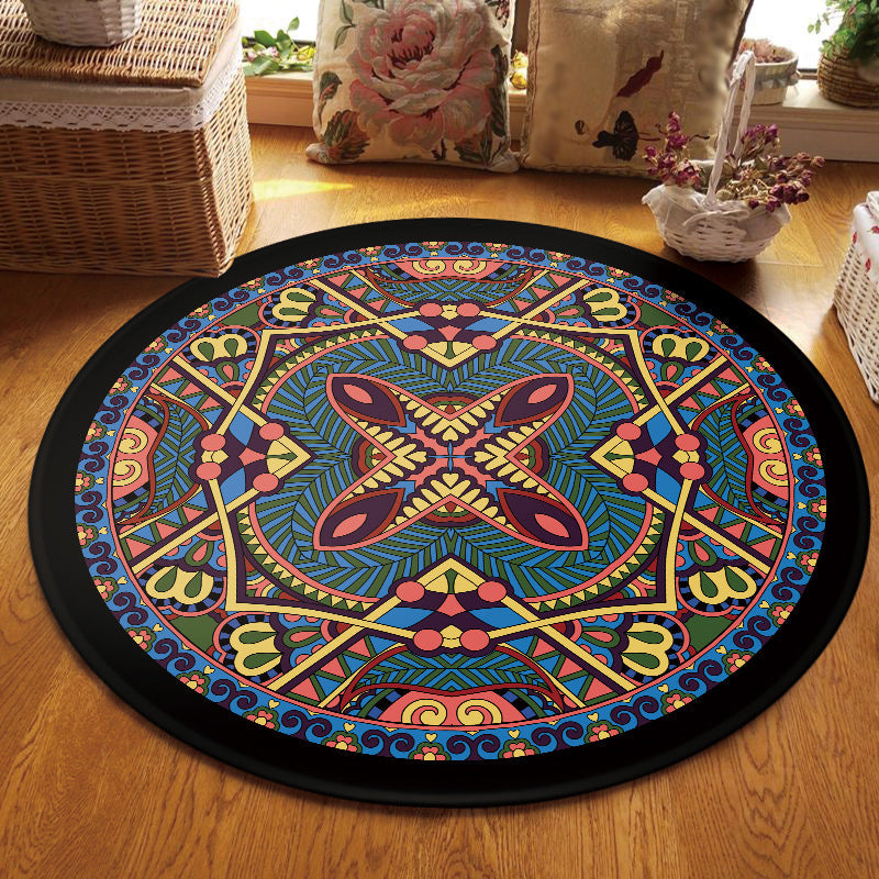 Avtoit | Southwest Tribal Carpet Red and Black Polyester Rug with Non-Slip Back Area Rug for Bedroom