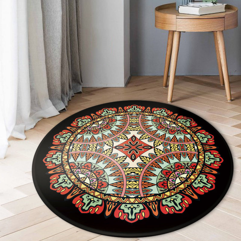 Avtoit | Southwest Tribal Carpet Red and Black Polyester Rug with Non-Slip Back Area Rug for Bedroom