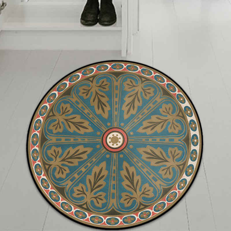 Avtoit | Blue Americana Rug Polyester Southwestern Leaf Rug with Non-Slip Back for the Bedroom
