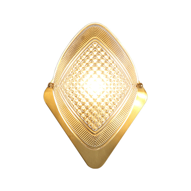 Avtoit | 1 Bulb Rhombus Wall Light Fixture Modern Stylish Metal and Clear Crystal Wall Lamp in Brass Finish