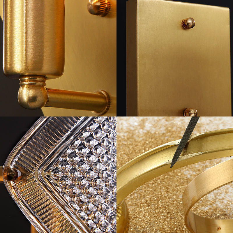 Avtoit | 1 Bulb Rhombus Wall Light Fixture Modern Stylish Metal and Clear Crystal Wall Lamp in Brass Finish