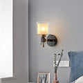 Avtoit | Contemporary cylindrical wall mounted light metal and glass 1 light wall lamp in black for hallway