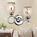 Avtoit | 2 Bulb Bowl Wall Lighting Modern Style Glass Wall Lighting with Crystal Ball in Chrome for Living Room
