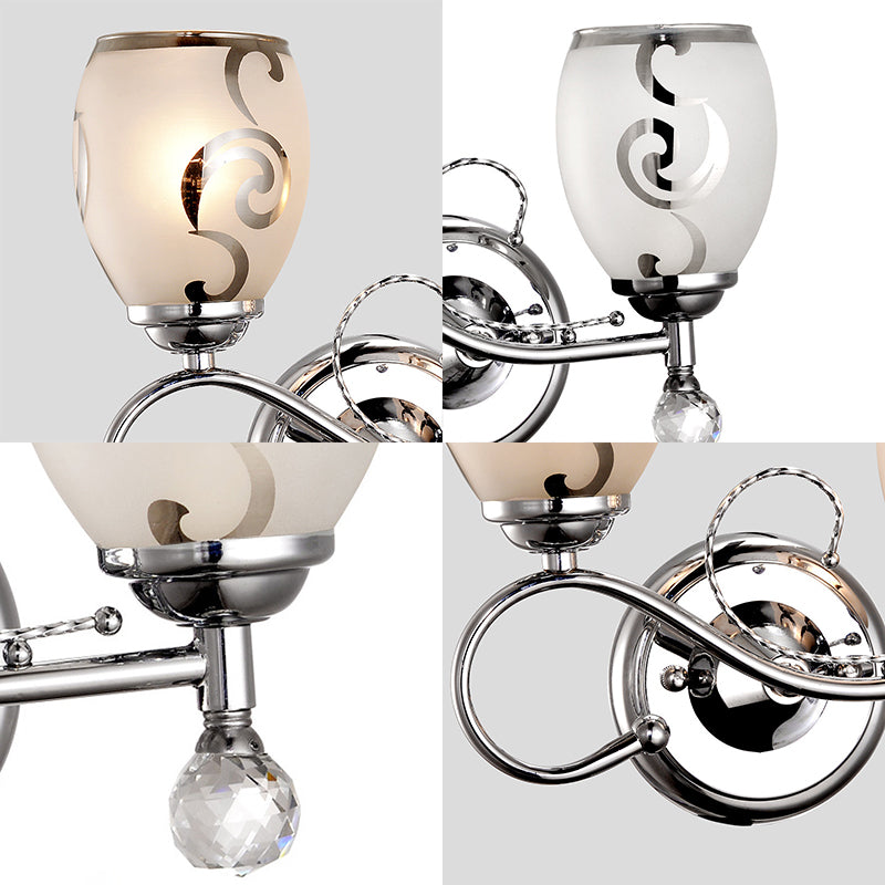 Avtoit | 2 Bulb Bowl Wall Lighting Modern Style Glass Wall Lighting with Crystal Ball in Chrome for Living Room