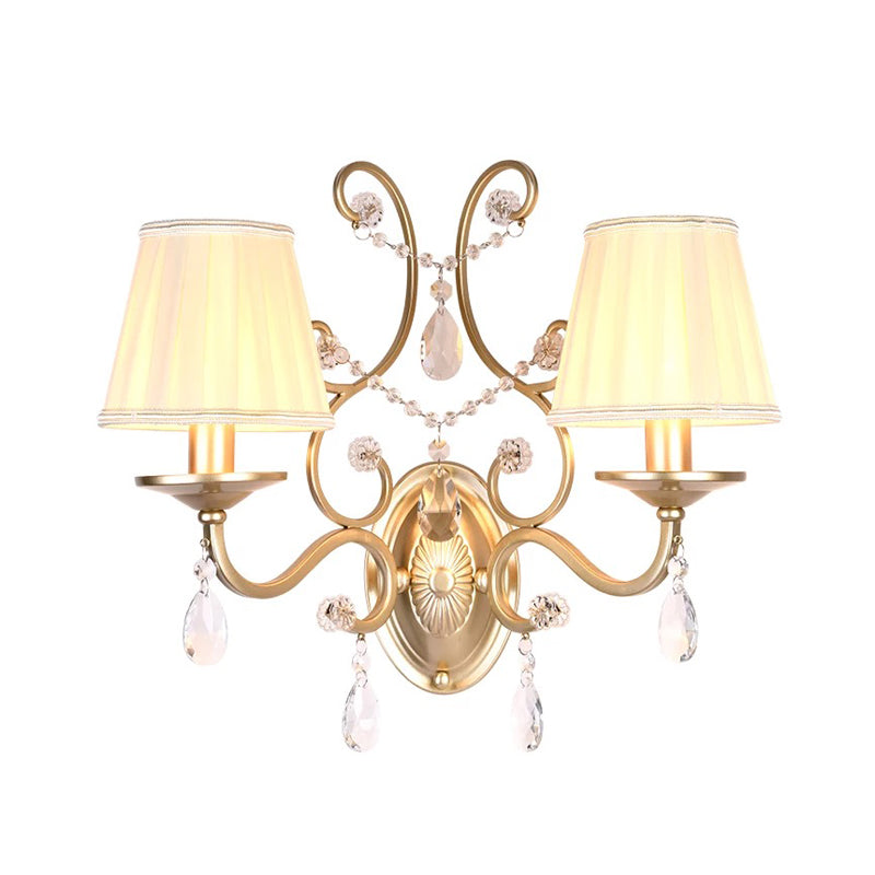 Avtoit | Curved Arm Wall Light Contemporary Crystal 1/2-Light Wall Mounted Lighting with/without Shade in Brass