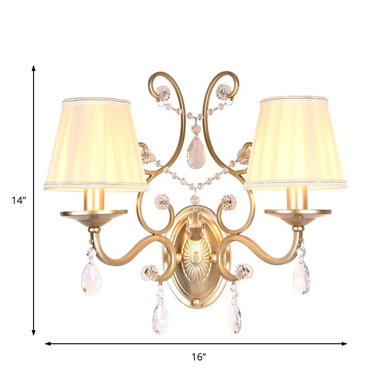Avtoit | Curved Arm Wall Light Contemporary Crystal 1/2-Light Wall Mounted Lighting with/without Shade in Brass
