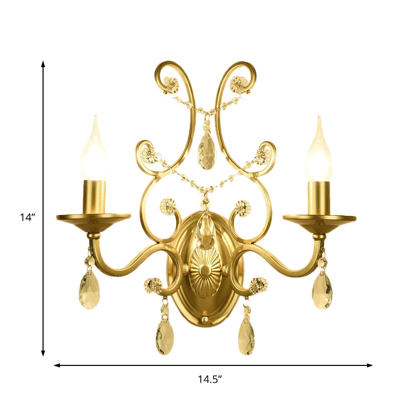 Avtoit | Curved Arm Wall Light Contemporary Crystal 1/2-Light Wall Mounted Lighting with/without Shade in Brass