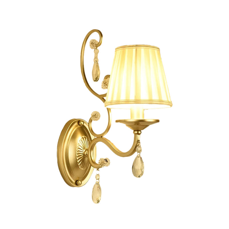 Avtoit | Curved Arm Wall Light Contemporary Crystal 1/2-Light Wall Mounted Lighting with/without Shade in Brass