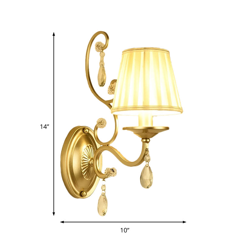Avtoit | Curved Arm Wall Light Contemporary Crystal 1/2-Light Wall Mounted Lighting with/without Shade in Brass