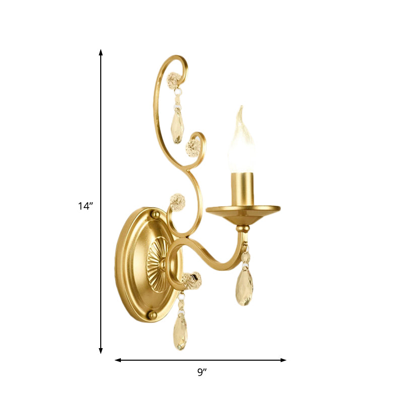 Avtoit | Curved Arm Wall Light Contemporary Crystal 1/2-Light Wall Mounted Lighting with/without Shade in Brass