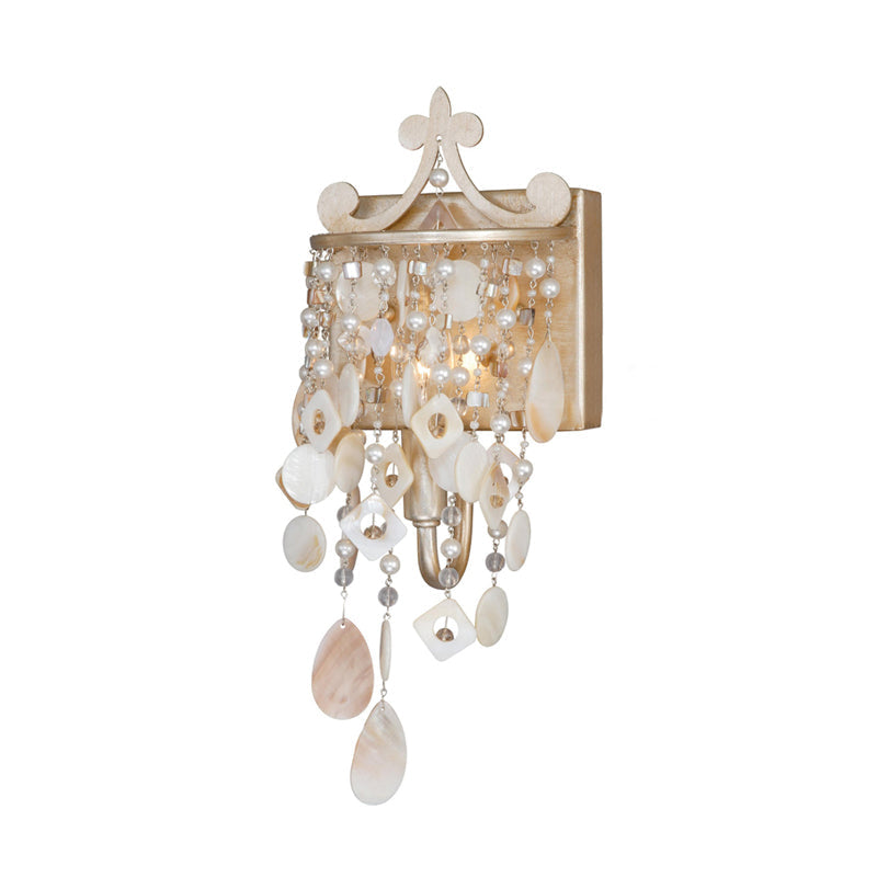 Avtoit | Linear Wall Mount Light Modern Style Shell and Crystal 1/3-Light Wall Light with Pearl Decoration in Gold
