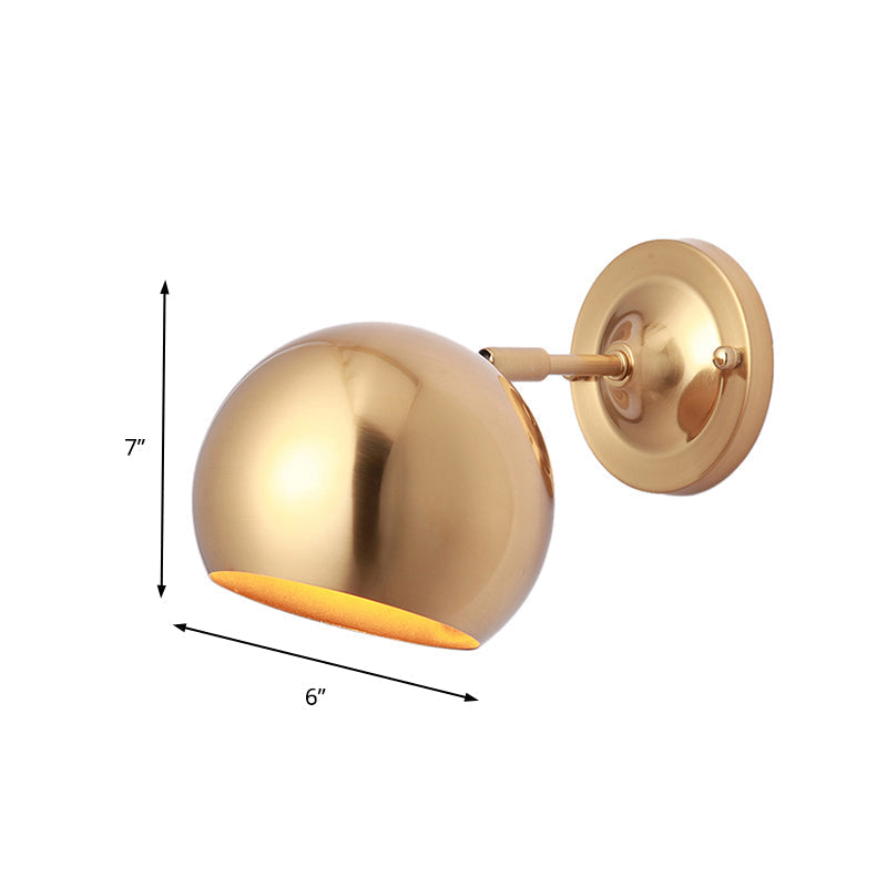 Avtoit | Brass 1 Lightbulb Wall Lamp Sconces Loft Style Metal Globe Shade Wall Mounted Lamp for Dining Room