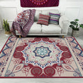 Avtoit | Pink Bedroom Rug Moroccan Medallion Floral Pattern Area Rug Polyester Machine Washable Non-Slip Backing Rug