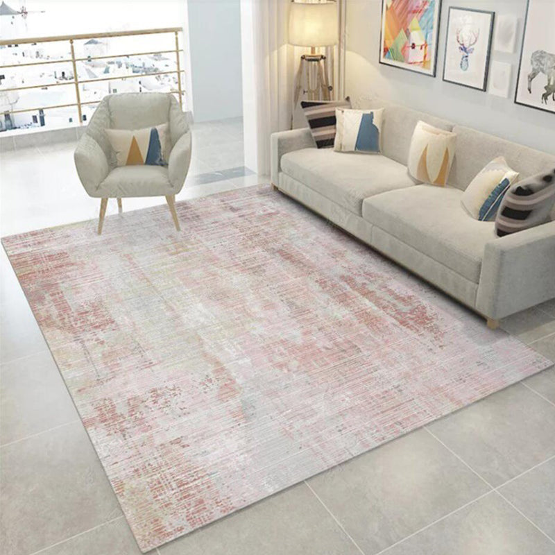 Avtoit | Modern Abstract Rug Light Pink Polyester Rug Washable Non-Slip Back Rug for Bedroom