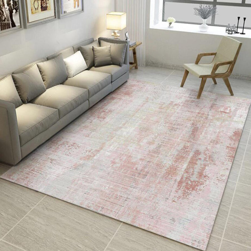 Avtoit | Modern Abstract Rug Light Pink Polyester Rug Washable Non-Slip Back Rug for Bedroom