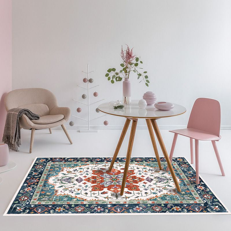 Avtoit | Moroccan Living Room Wallpaper Multicolored Medallion Leaf Flower Pattern Carpet Polyester Non-Slip Flooring