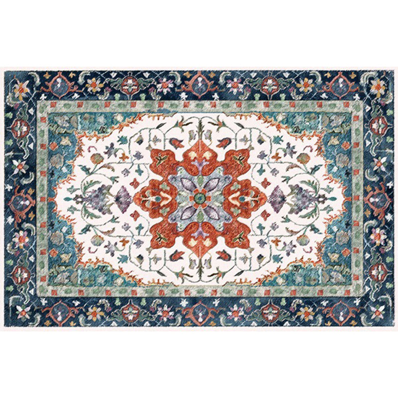 Avtoit | Moroccan Living Room Wallpaper Multicolored Medallion Leaf Flower Pattern Carpet Polyester Non-Slip Flooring