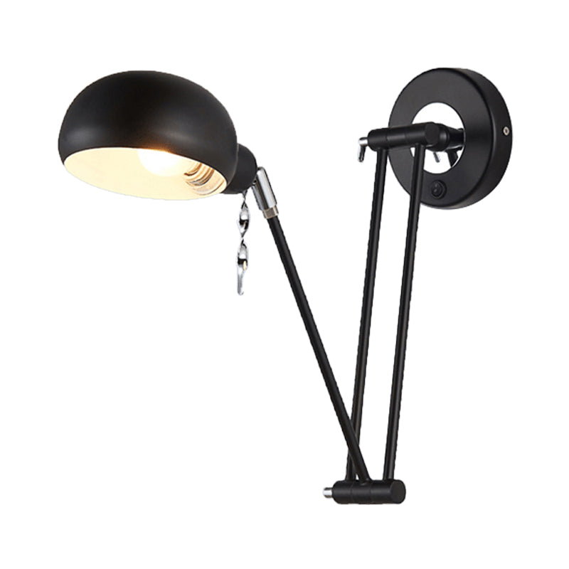Avtoit | Bowl Living Room Wall Light with Swivel Arm Industrial Retro Metallic 1 Light Black Reading Wall Light