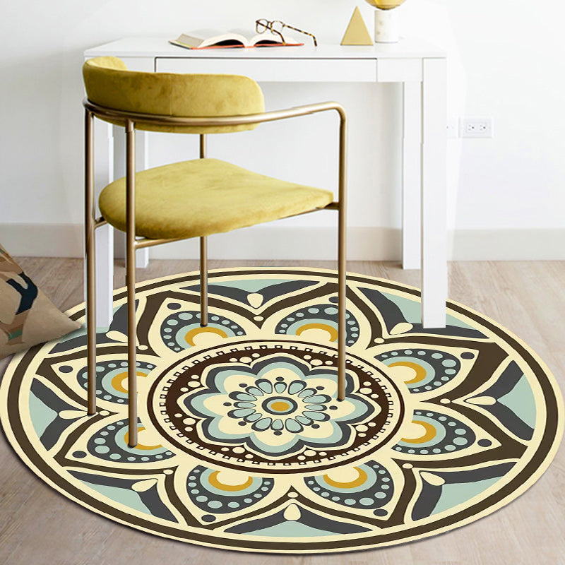Avtoit | Unique flower pattern carpet green and yellow Mediterranean carpet flannel non-slip bottom washable carpet for living room