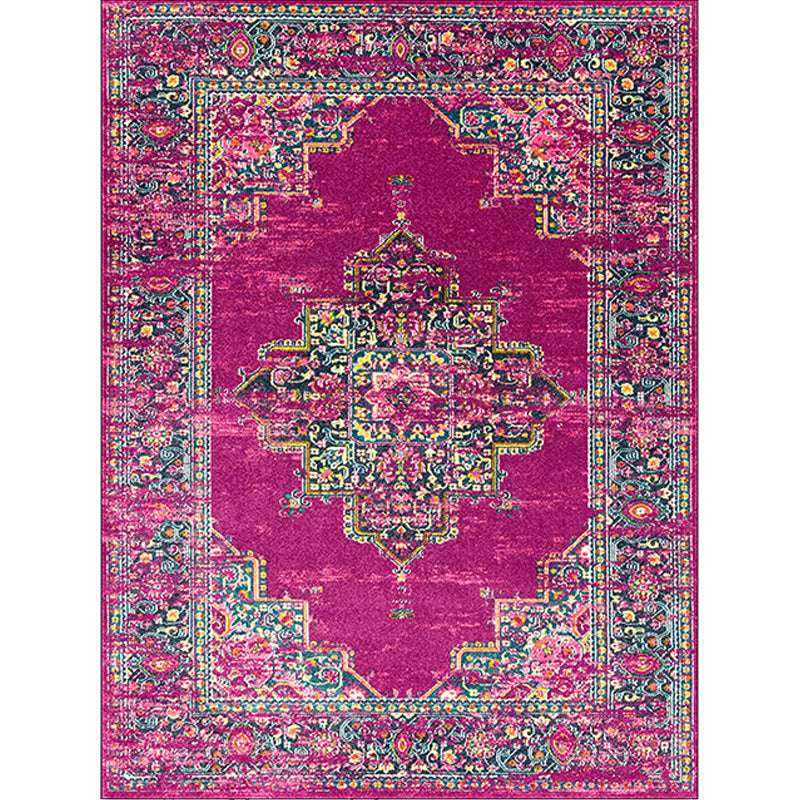 Avtoit | Purple Bedroom Rug Moroccan Medallion Floral Pattern Rug Polyester Washable Non-Slip Back Rug