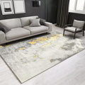Avtoit | Stylish Abstract Rug White and Gold Casual Rug Polyester Washable Non-Slip Bottom Carpet for Living Room