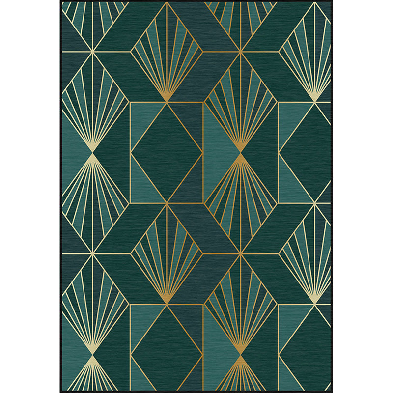 Avtoit | Nordic Modern Rug in Turquoise Geometric Rhombus Pattern Rug Polyester Machine Washable Rug for Home Decor