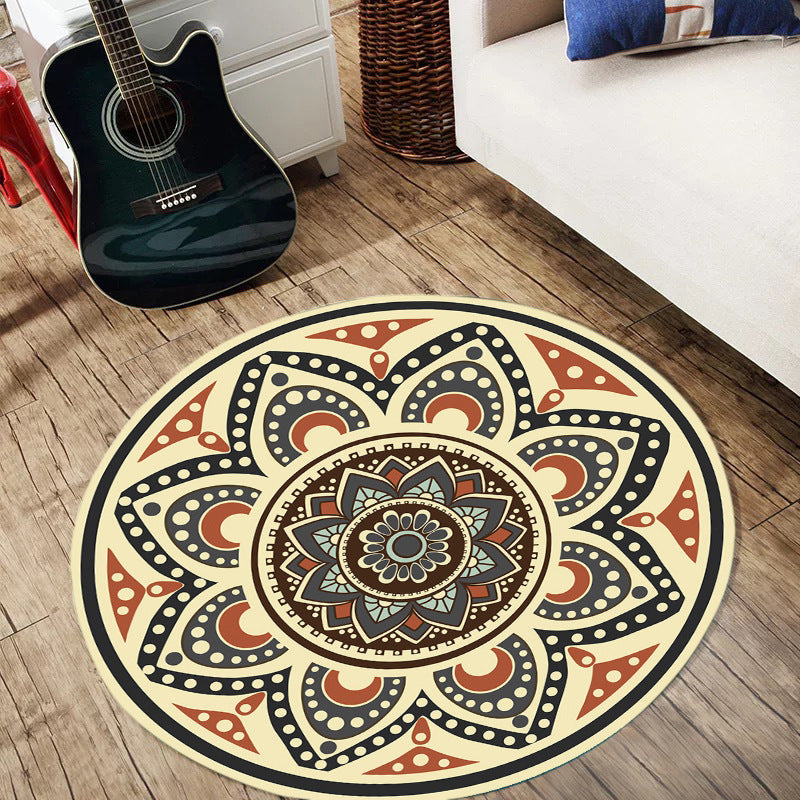 Avtoit | Persian floral pattern rug yellow flannel rug machine washable non-slip rug for the bedroom