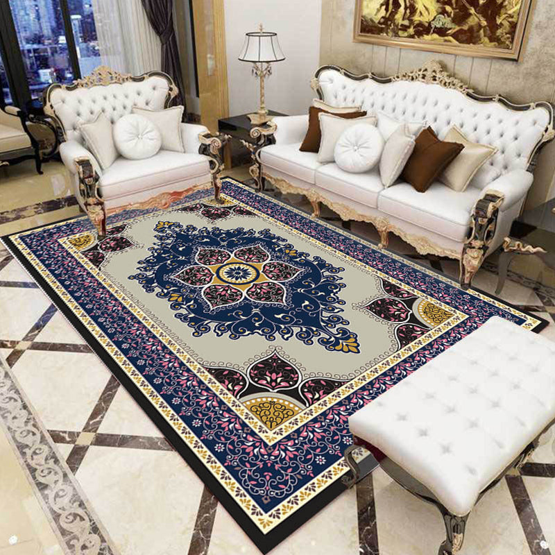 Avtoit | Purple and brown bedroom rug Moroccan medallion floral pattern area rug polyester non-slip backing rug