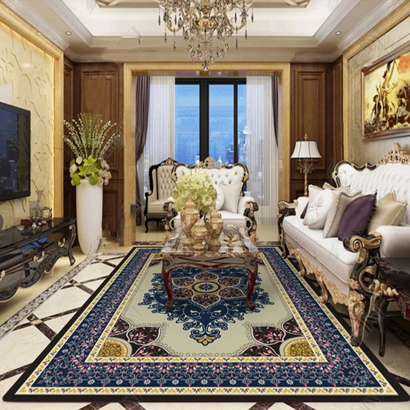 Avtoit | Purple and brown bedroom rug Moroccan medallion floral pattern area rug polyester non-slip backing rug
