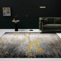Avtoit | Creative Abstract Area Rug Black and Gold Contemporary Rug Polyester Washable Non-Slip Back Carpet for Living Room