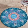 Avtoit | Mediterranean Botanical Floral Pattern Rug Blue Flannel Rug Machine Washable Non-Slip Rug for Bedroom