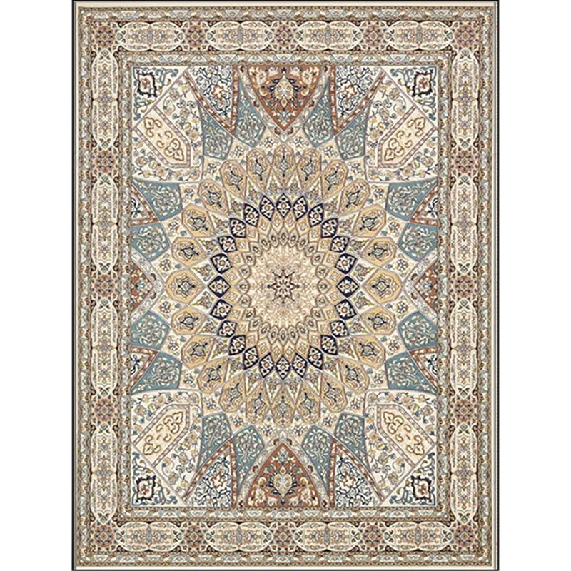 Avtoit | Mediterranean Moroccan Carpet in Brown Medallion Irregular Shape Pattern Rug Polyester Non-Slip Rug for Home Decor