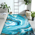 Avtoit | Funky Marble Pattern Rug Blue Modern Rug Polyester Washable Non-Slip Back Area Rug for Bedroom
