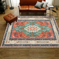 Avtoit | Persian Moroccan rug with orange medallion flower pattern rug polyester washable non-slip rug for home decor