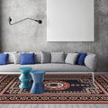 Avtoit | Moroccan Living Room Rug in Brown Medallion Flower Pattern Carpet Polyester Non-slip Washable Rug