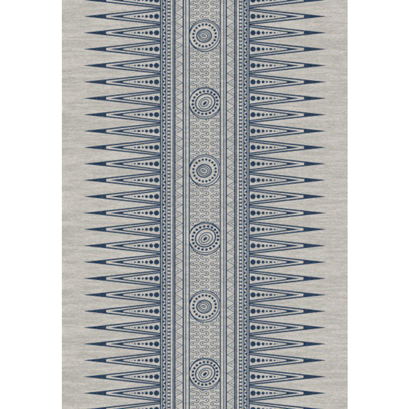 Avtoit | Southwest Living Room Rug in Gray Tribal Triangle Circle Pattern Rug Polyester Non-Slip Pet Friendly Area Rug
