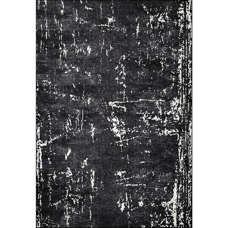 Avtoit | Black Industrial Floor Rug Polyester Abstract Rug Washable Non-Slip Underlay Flooring for Living Room
