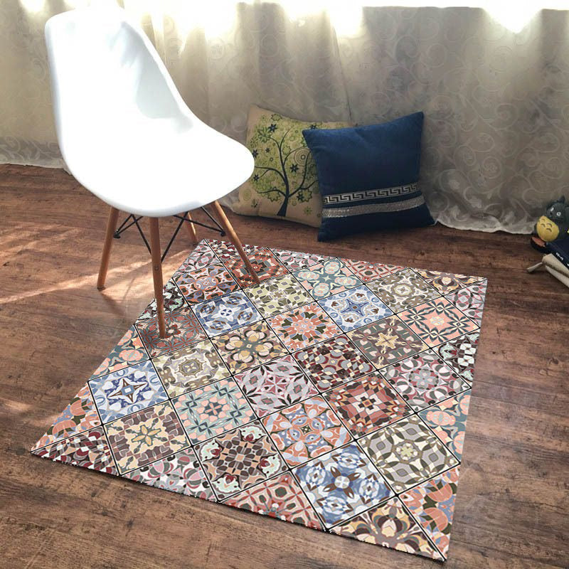 Avtoit | American Moroccan carpet in pink diamond geometric floral pattern carpet polyester non-slip carpet for home decor