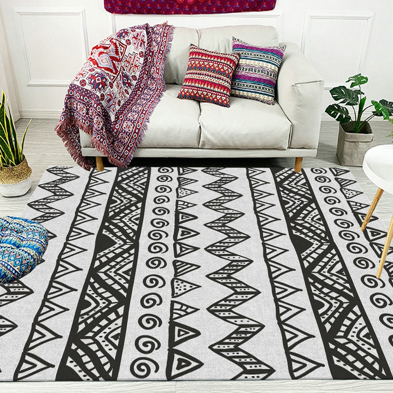 Avtoit | Americana Southwestern Rug in gray triangle diamond pattern rug polyester pet-friendly rug for home decoration
