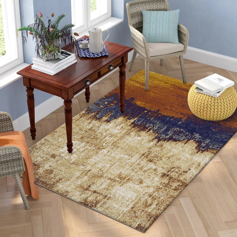 Avtoit | Brown industrial carpet Polyester oil painting print carpet washable non-slip backing carpet for the living room