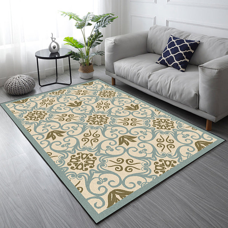 Avtoit | Moroccan Living Room Rug Multi-colored Pattern Printed Rug Polyester Pet-friendly Stain-resistant Area Rug