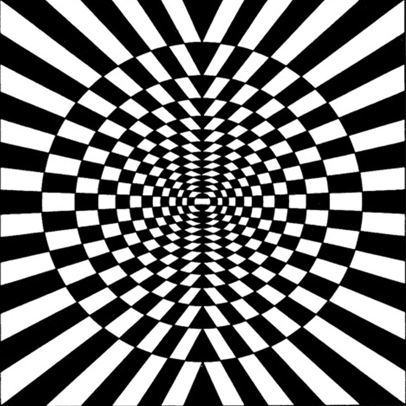 Avtoit | Novelty Living Room Rug in Black and White 3D Circle Stripe Pattern Rug Polyester Pet-Friendly Washable Rug