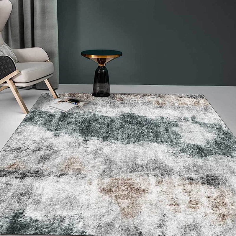 Avtoit | Gray Contemporary Area Rug Polyester Abstract Rug Washable Non-Slip Back Carpet for Living Room