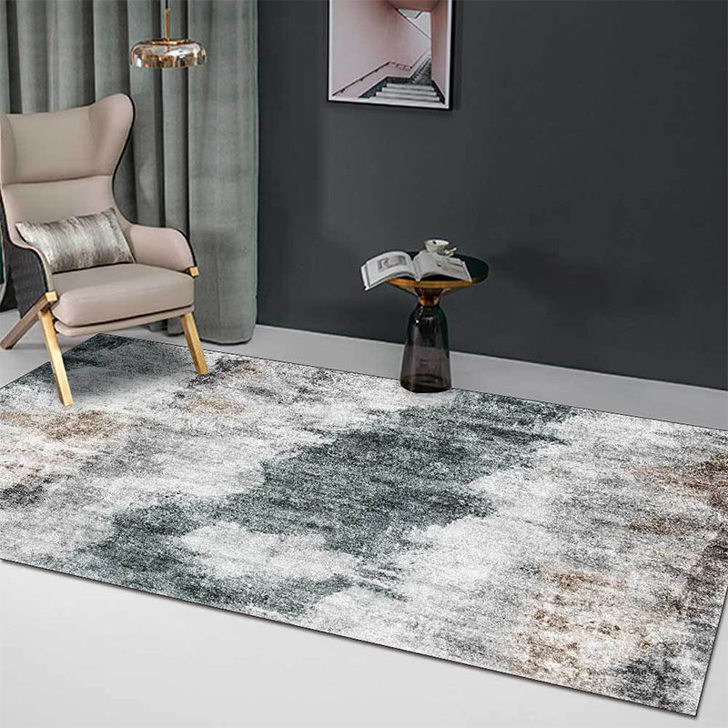 Avtoit | Gray Contemporary Area Rug Polyester Abstract Rug Washable Non-Slip Back Carpet for Living Room