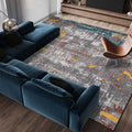 Avtoit | Industrial Abstract Carpet Gray Polyester Carpet Machine Washable Non-Slip Back Area Rug for Bedroom