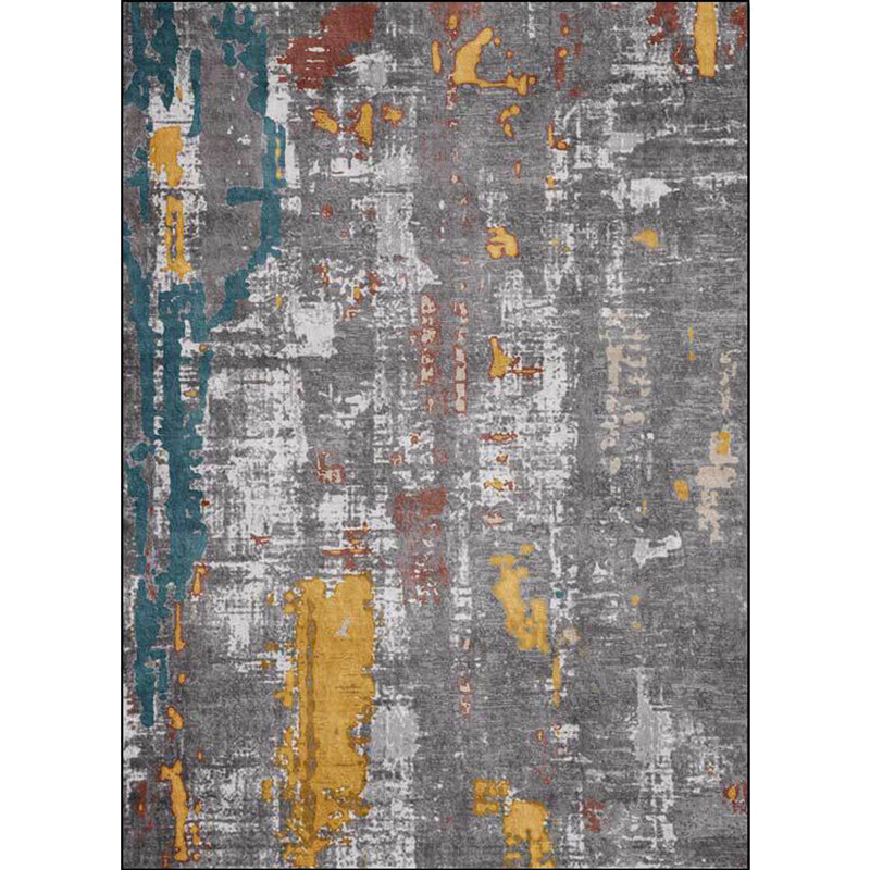 Avtoit | Industrial Abstract Carpet Gray Polyester Carpet Machine Washable Non-Slip Back Area Rug for Bedroom
