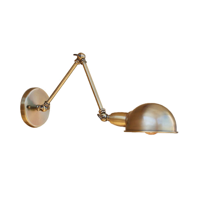 Avtoit | Retro Dome Wall Lamp 1 Bulb Metal Wall Lighting with Swingarm in Brass/Chrome for Bathroom