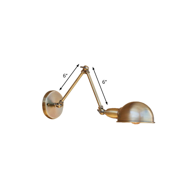 Avtoit | Retro Dome Wall Lamp 1 Bulb Metal Wall Lighting with Swingarm in Brass/Chrome for Bathroom