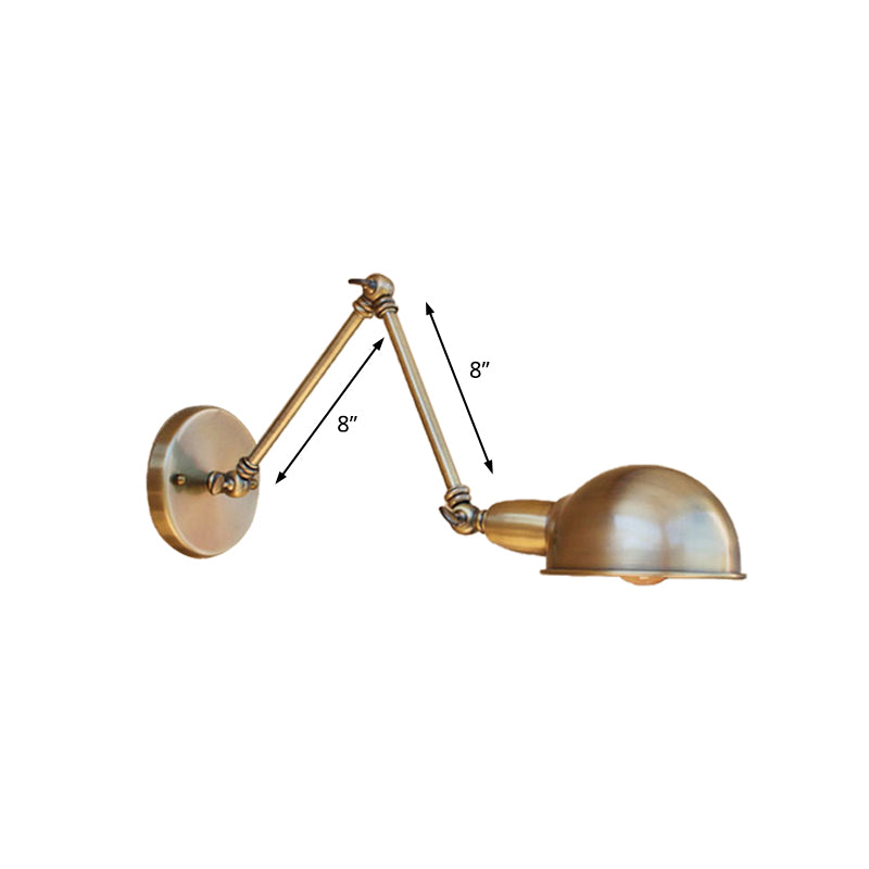 Avtoit | Retro Dome Wall Lamp 1 Bulb Metal Wall Lighting with Swingarm in Brass/Chrome for Bathroom