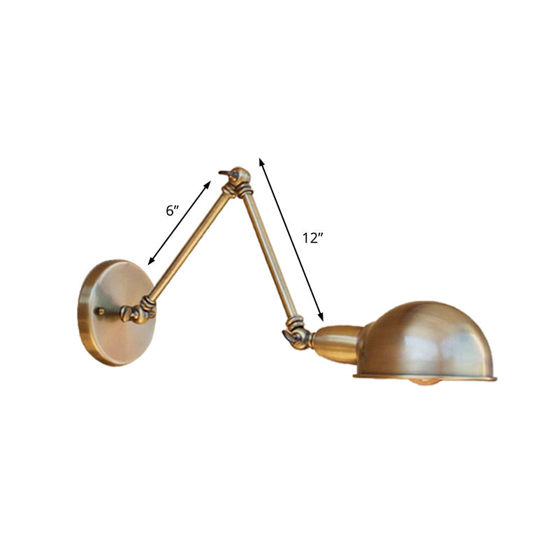 Avtoit | Retro Dome Wall Lamp 1 Bulb Metal Wall Lighting with Swingarm in Brass/Chrome for Bathroom